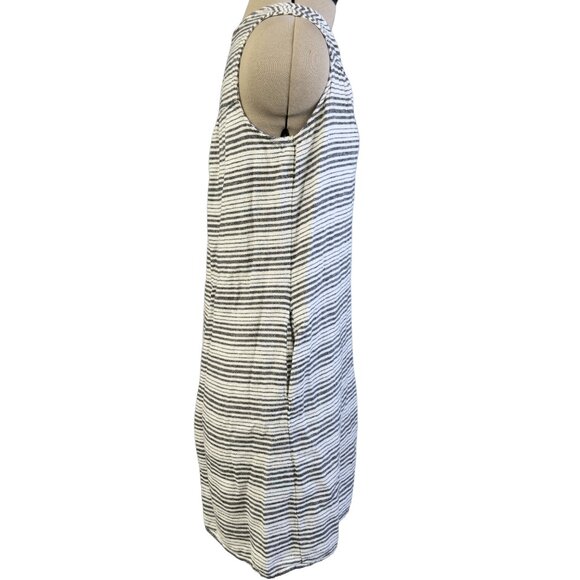 GAP Striped Sleeveless Linen-Rayon Shift Dress w/ pockets M – Black & White - Picture 3 of 11